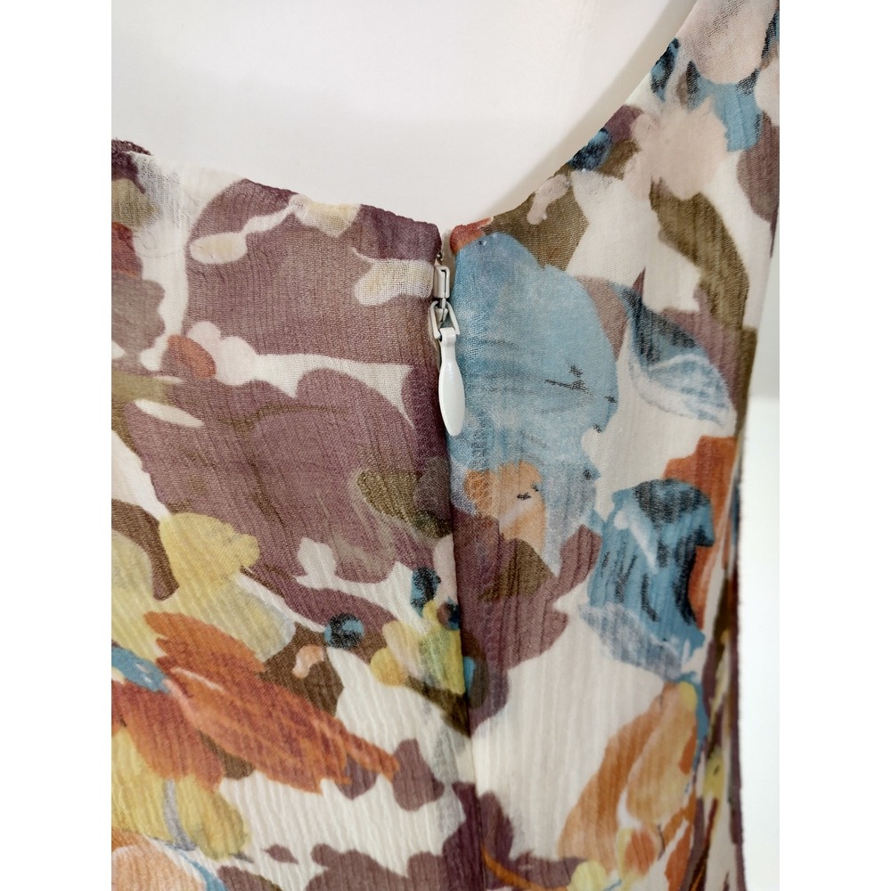 Sundance Boho Romantic Whimsigoth Silk Floral Watercolor Sleeveless Sz 16 Dress - Picture 8 of 14